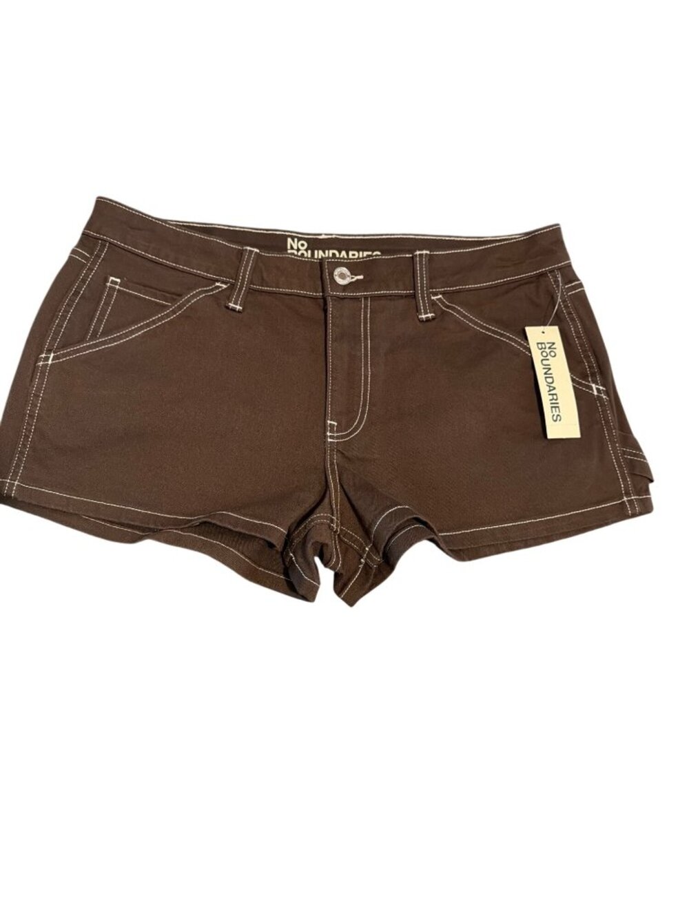 No Boundaries Carpenter Shorts Bitter Chocolate Bootie Brown Denim Sz 12 NWT